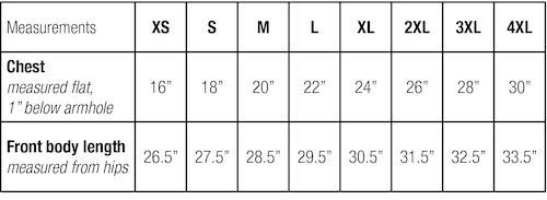 T-shirt Size Chart