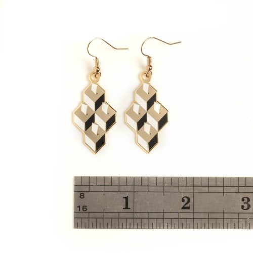 Ballot Box Drop Earrings Black with ruler