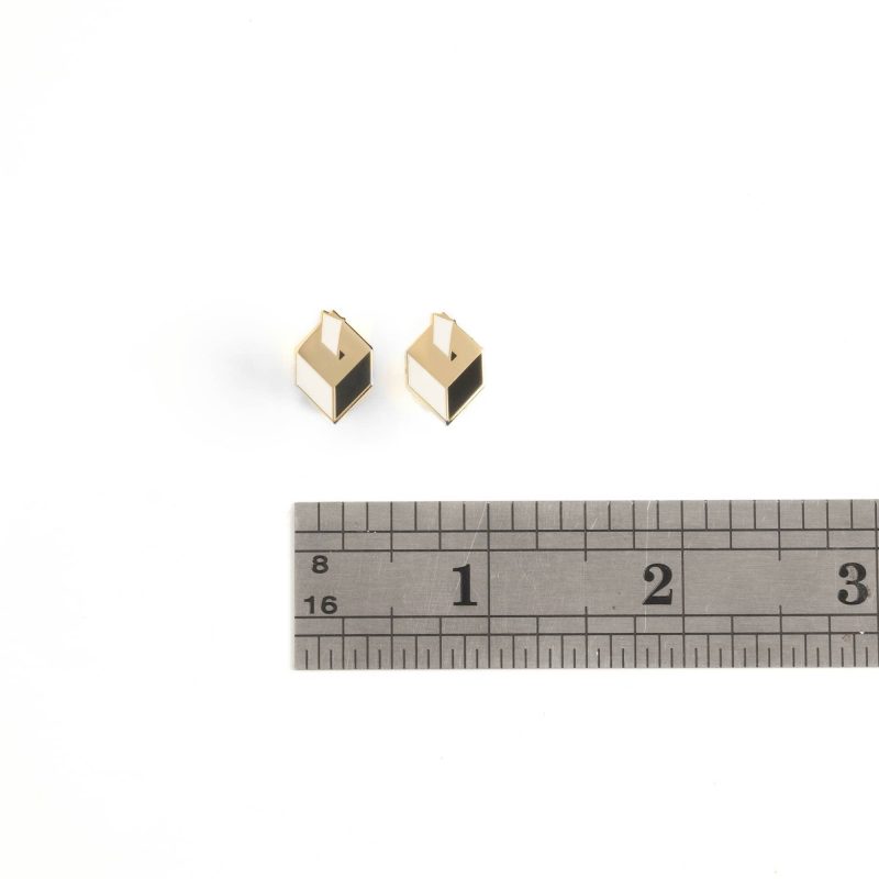 Ballot Box Stud Earrings Black with ruler