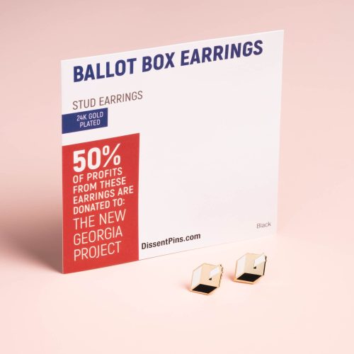 Ballot Box Stud Earrings black on card