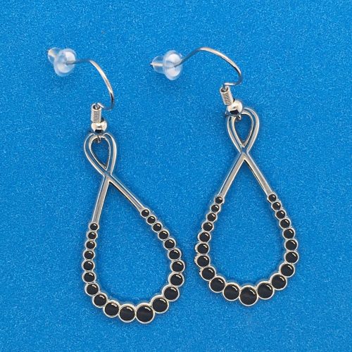 BlackPearlsDropEarrings SilveronBlue