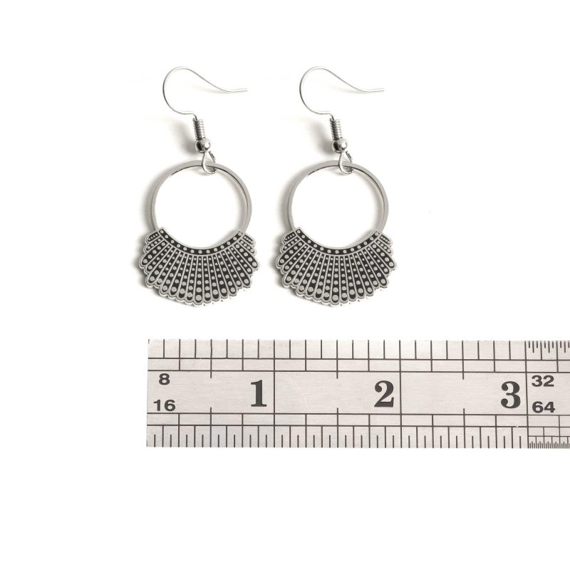 Dissent Collar Hook and Hoop Earrings with ruler