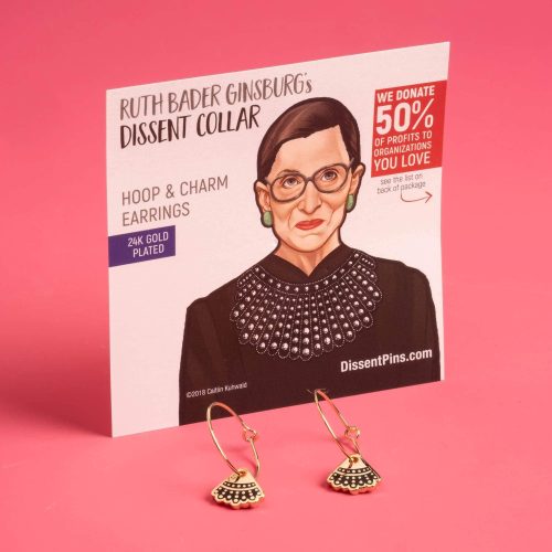 Dissent Collar Hoop and Charm Earrings 24k with card