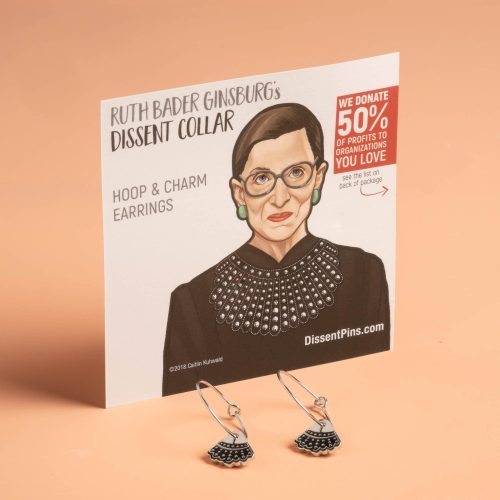 Dissent Collar Hoop and Charm Earrings with card