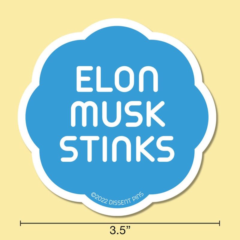 Elon Musk Stinks Sticker Mock up with measure 1000x1000 1