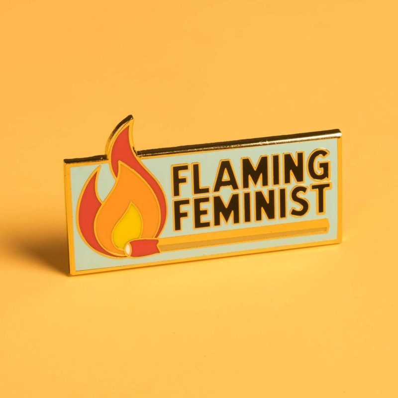 Flaming Feminist Pin