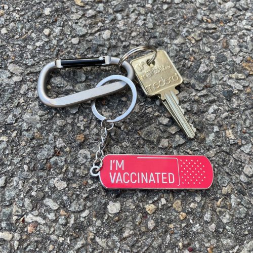 I mVaccinatedKeychain keysonconcrete