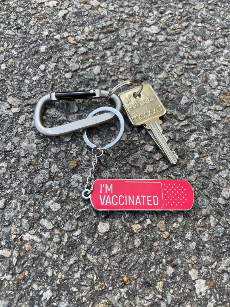 I mVaccinatedKeychain keysonconcrete