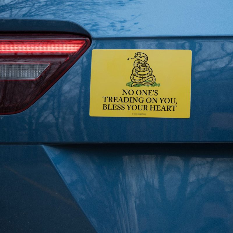 No One s Treading On You Bless Your Heart Car Magnet on blue car 1500x1500 1