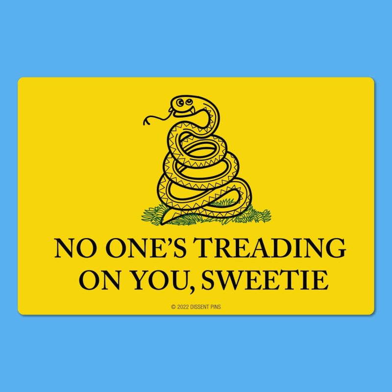 No One s Treading On You Sweetie XL Sticker on blue mock up 1500x1500 1