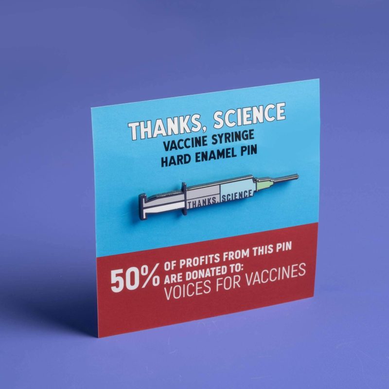 Thanks Science Vaccine Pin on card