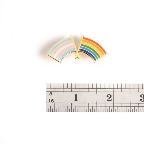 Trans and LGBTQ Pride Flag pins with ruler