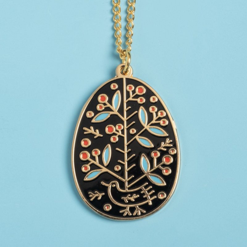 UkraineEggNecklace Flowers Gold