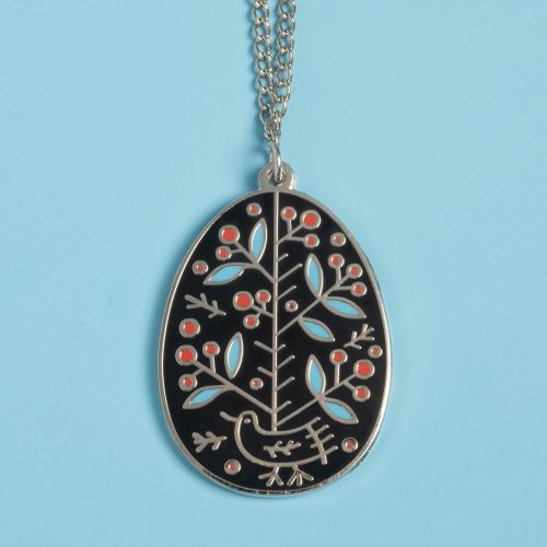 UkraineEggNecklace Flowers Silver