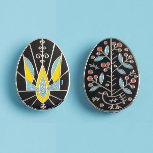 UkraineEggPin BothDesigns Silver