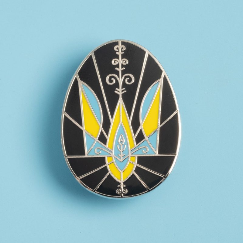 UkraineEggPin Trident Silver